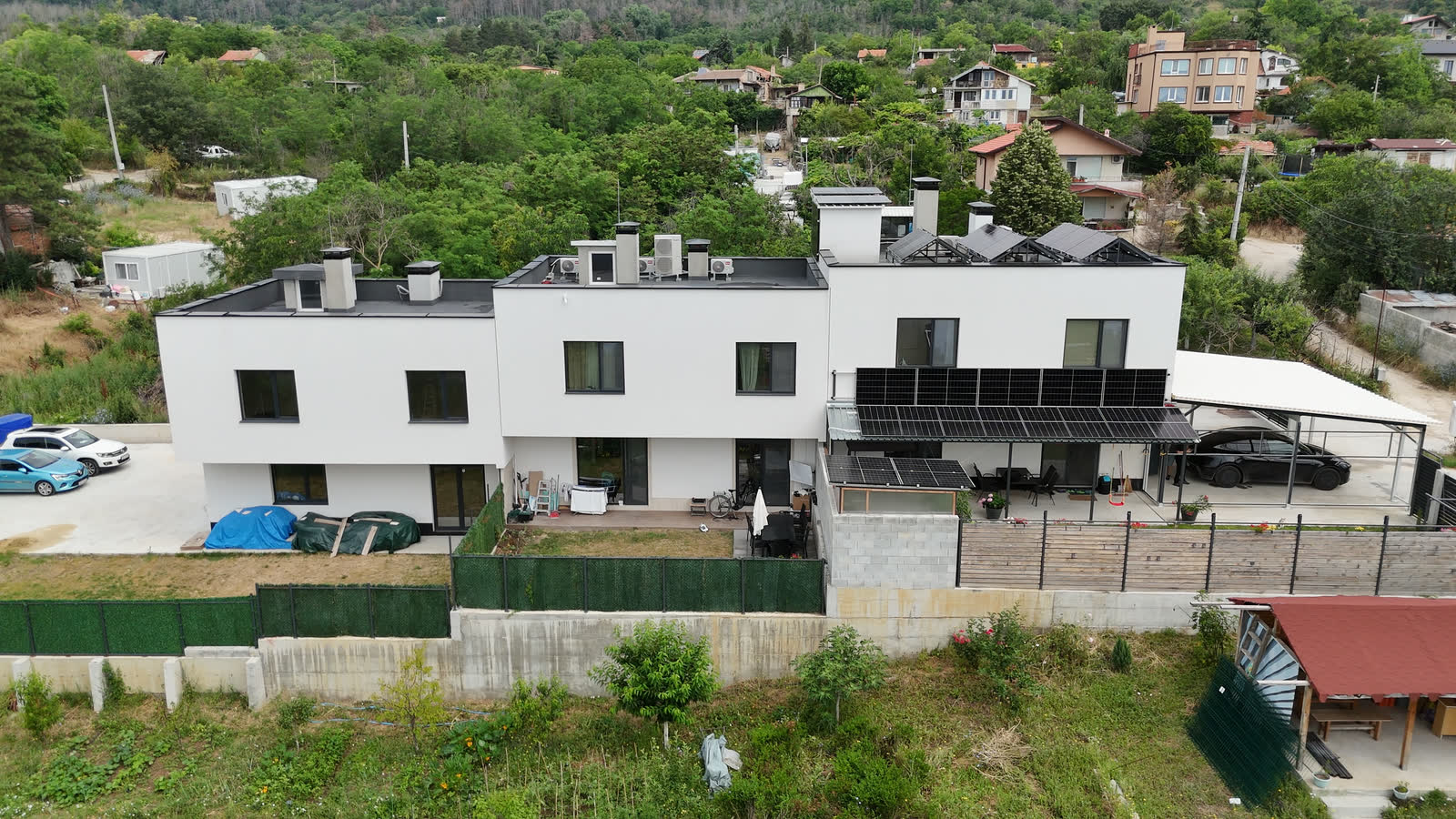 Drone shot of a modern residential property